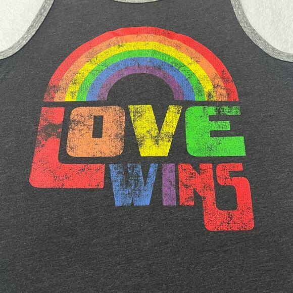 Well Worn (XS) Love Wins Rainbow Pride Contrasting Trim Tank Top - Picture 8 of 9